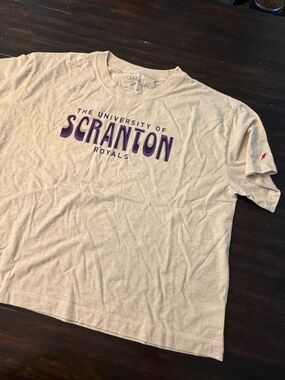 League Cream crop Tee with Purple University of Scranton Royals size XL